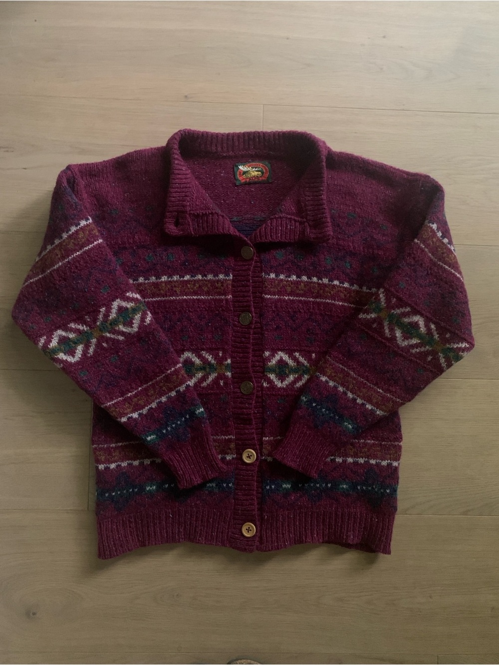Vintage ALPS Wool Cardigan Sweater 85% Wool Nordic Ski Lodge Granola Women’s S/M